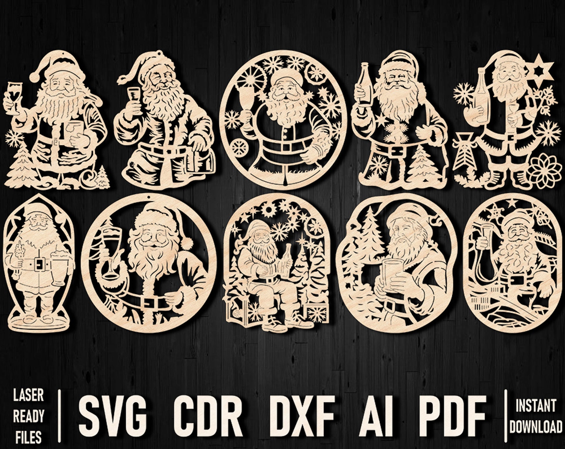 Alcohol christmas laser cutting files