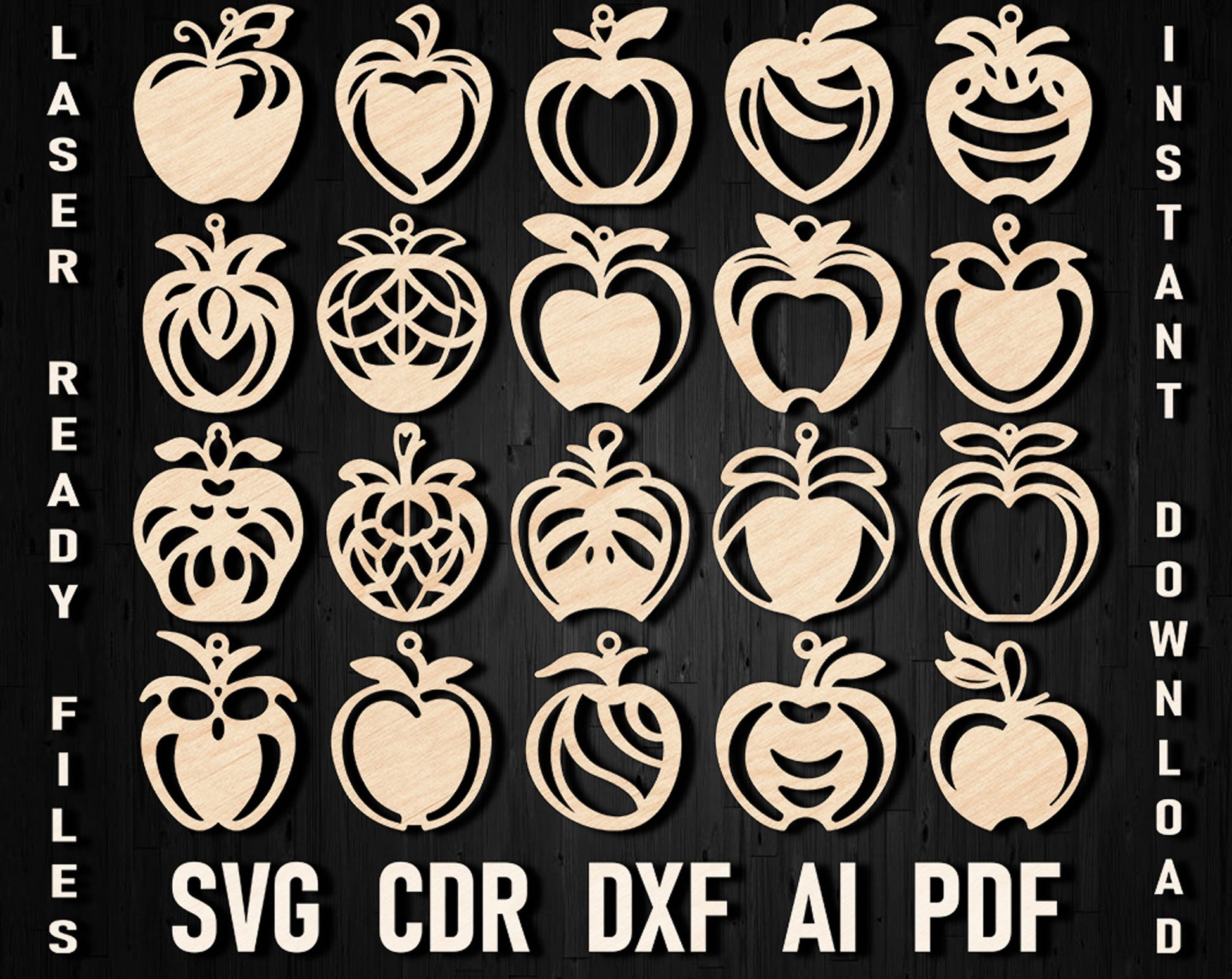 Apple earrings laser cutting svg files