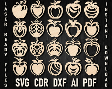Apple earrings laser cutting svg files