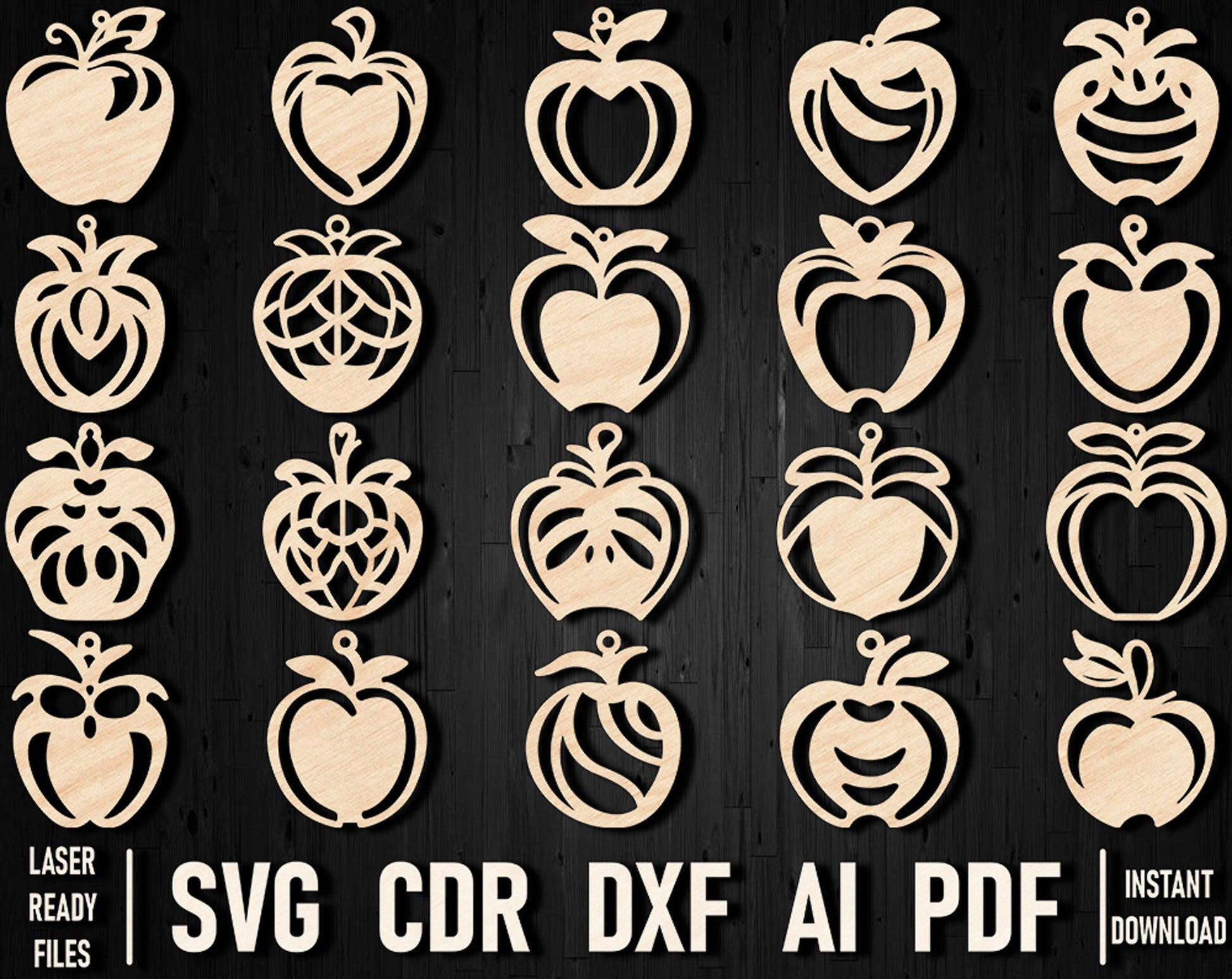 Apple wooden laser cutting earrings