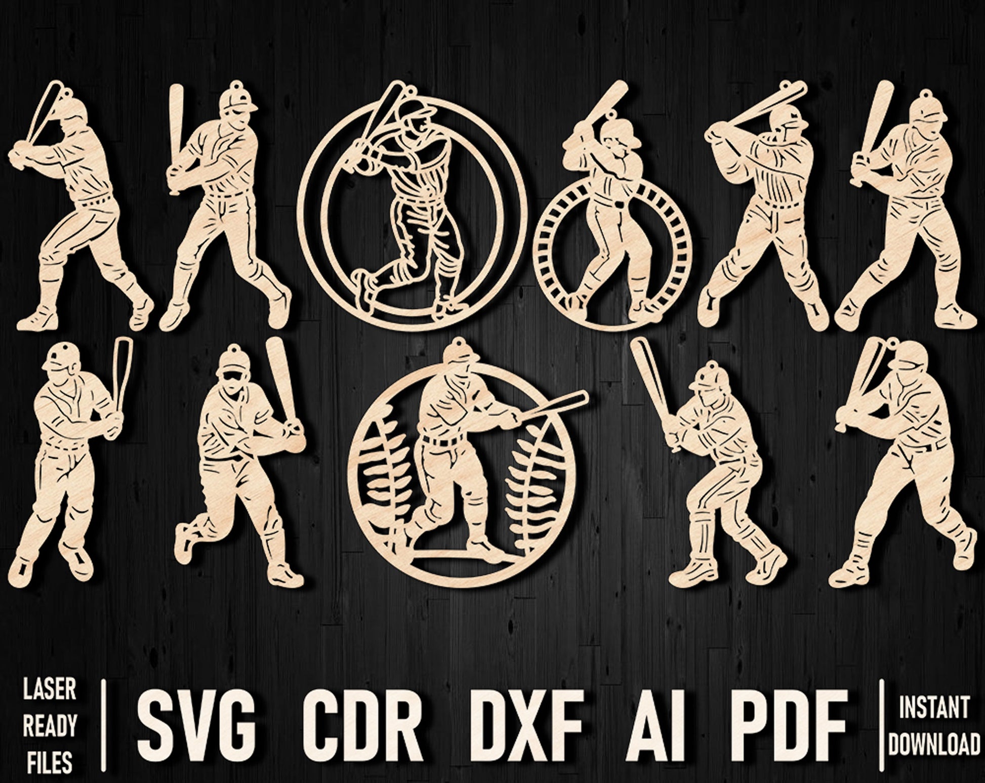 Baseball laser cut christmas svg files