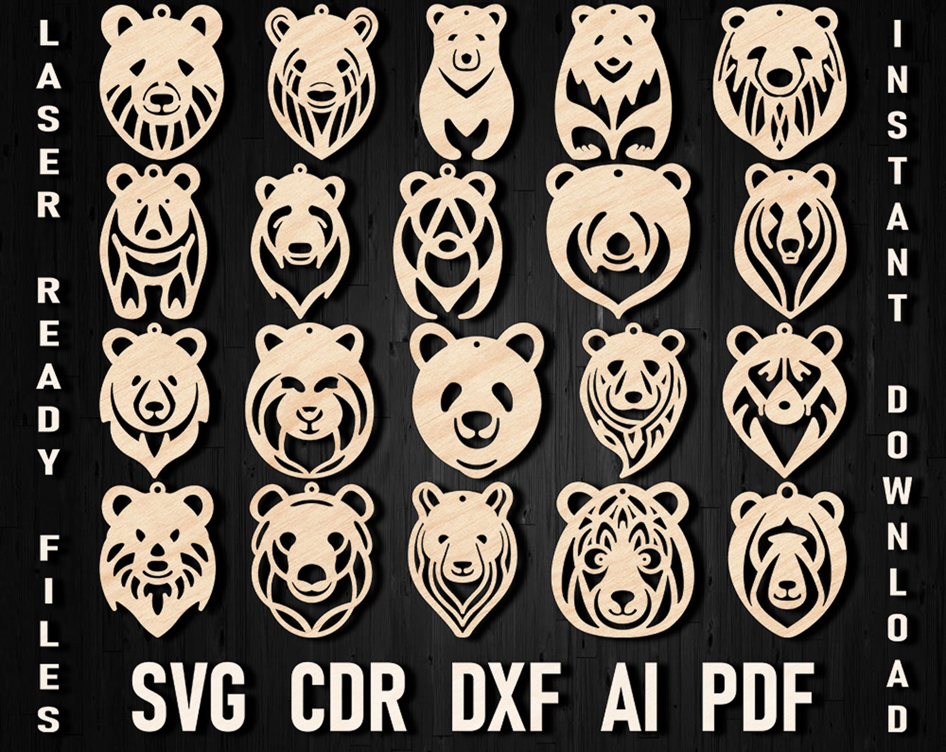 Bears earrings laser cut files