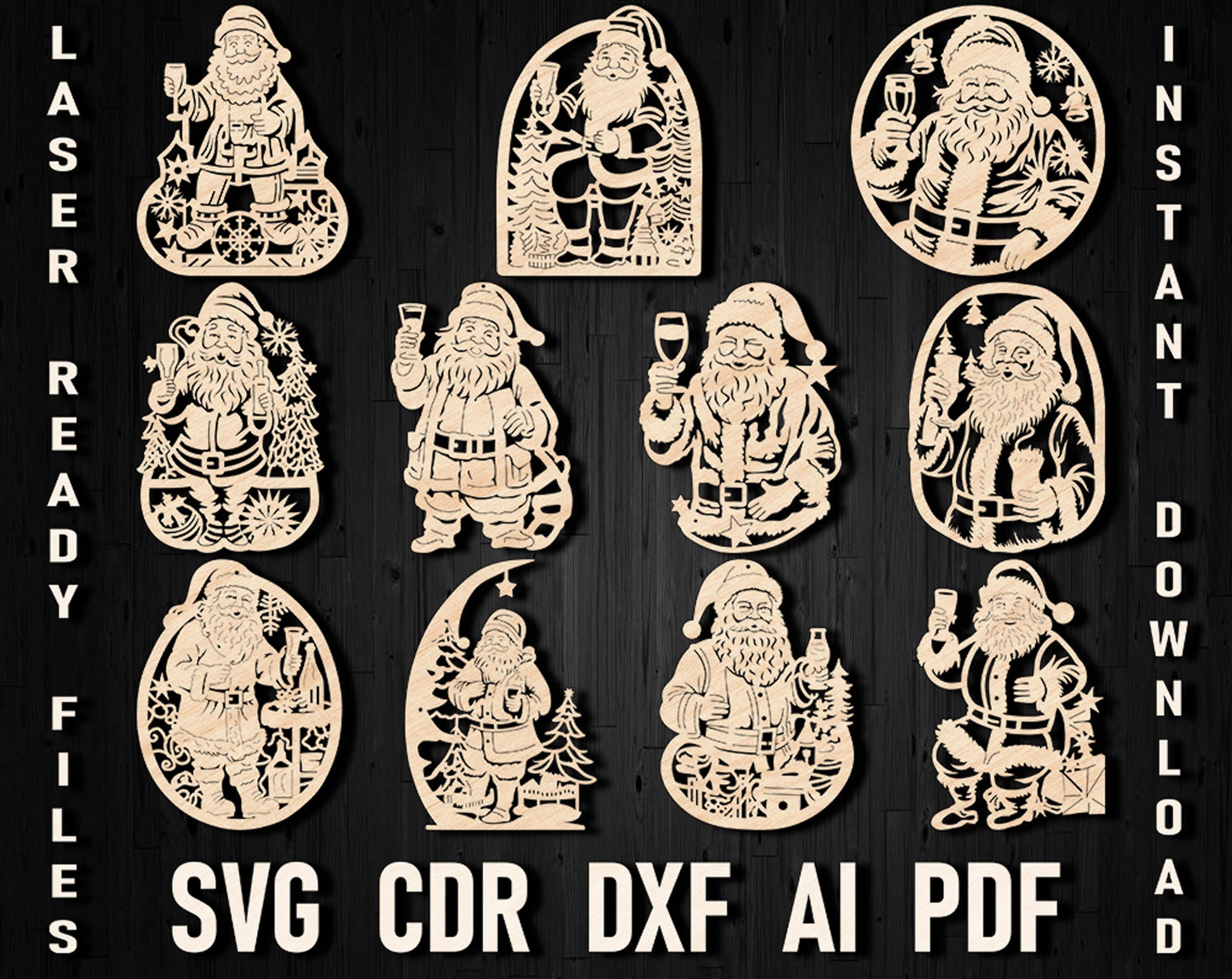 Beer christmas glowforge santa svg