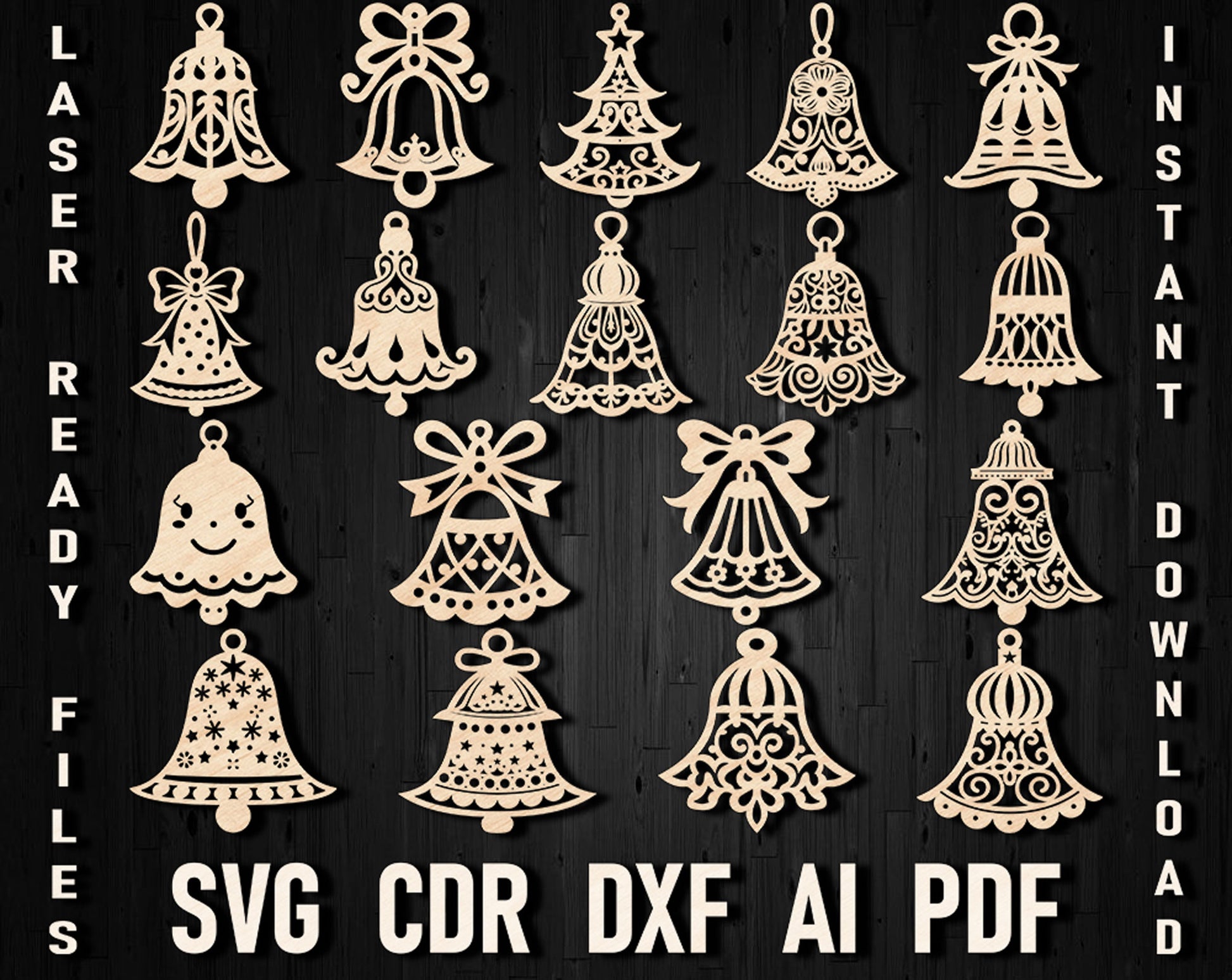 Bell christmas laser cutting files