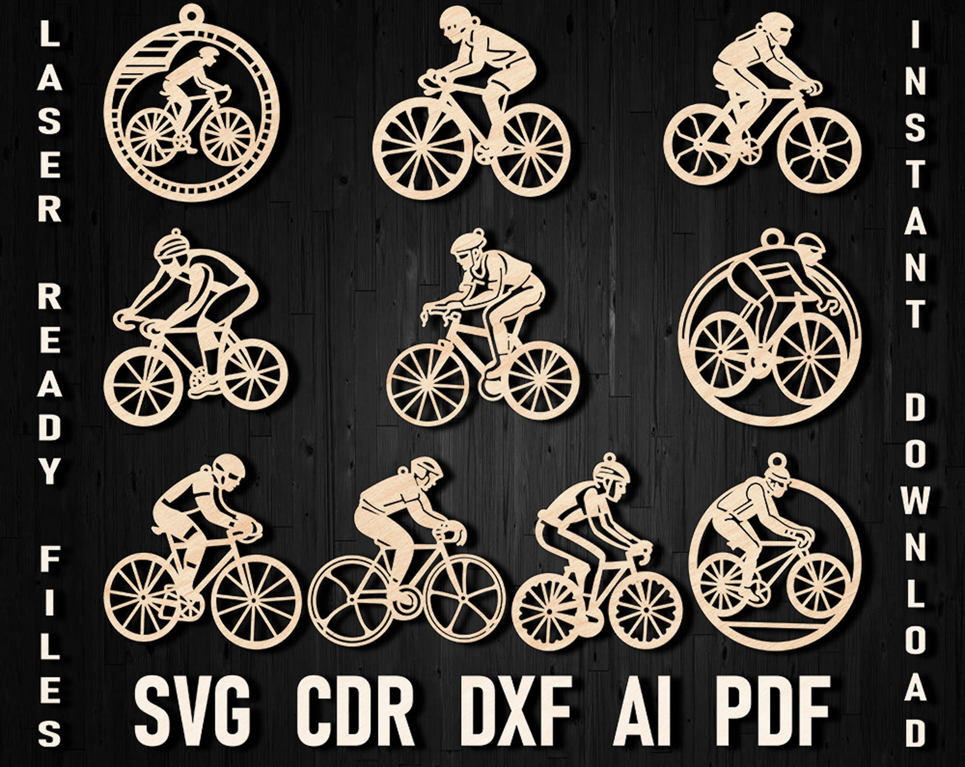 Bicycle christmas laser cut ornament