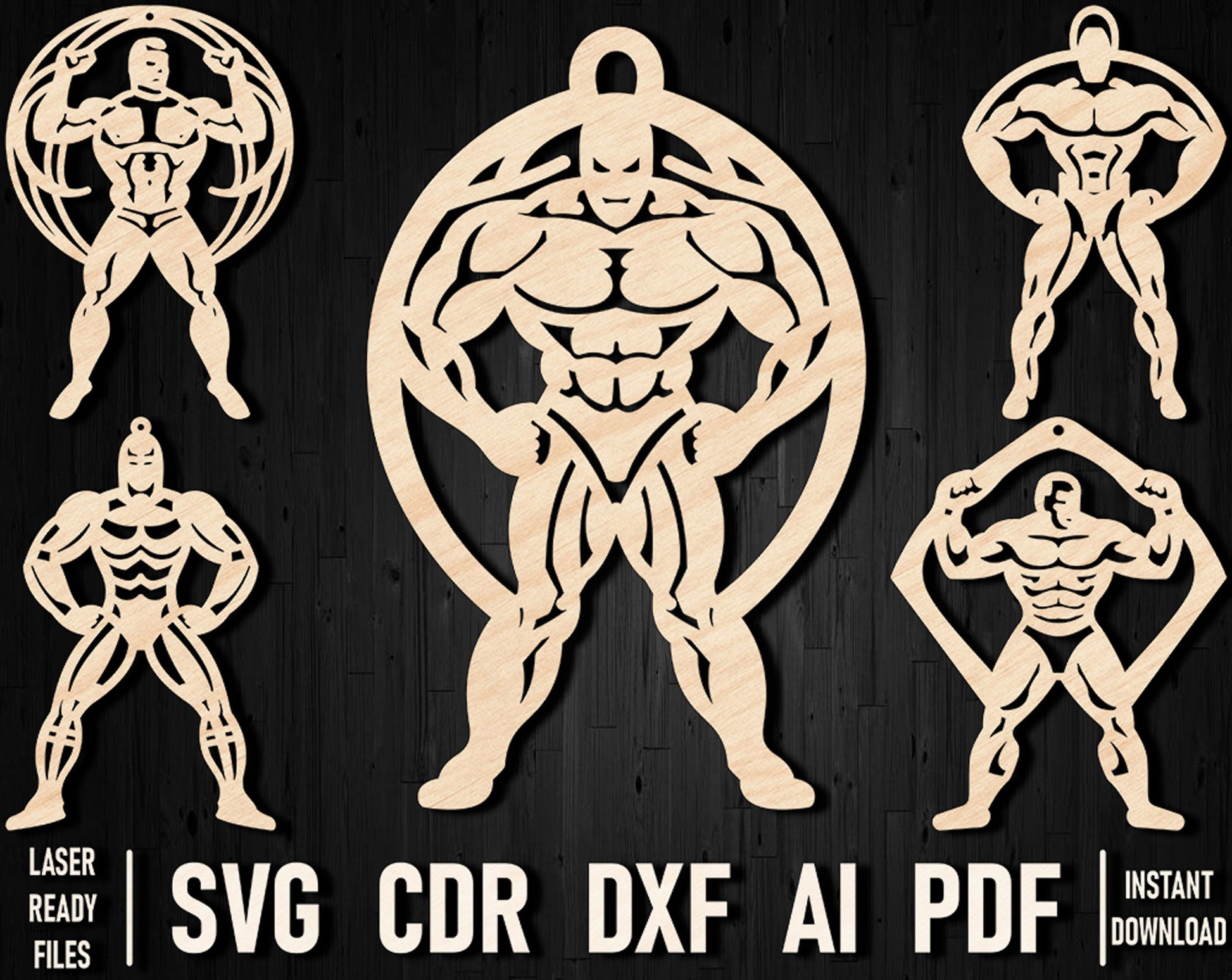 Bodybuilding glowforge vector dxf files