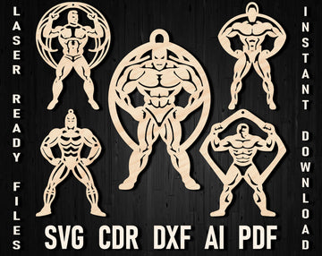 Bodybuilding laser cut ornament files