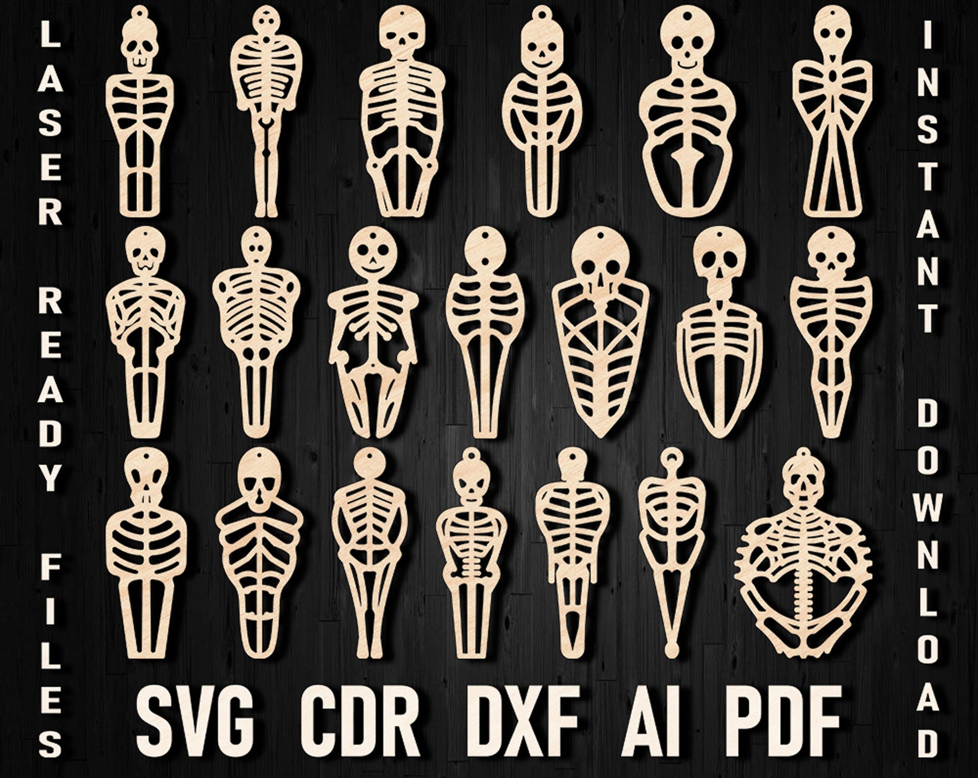 Bones laser cutting earrings