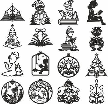 Book lover christmas glowforge svg