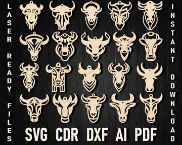 Bull earrings laser cut bundle