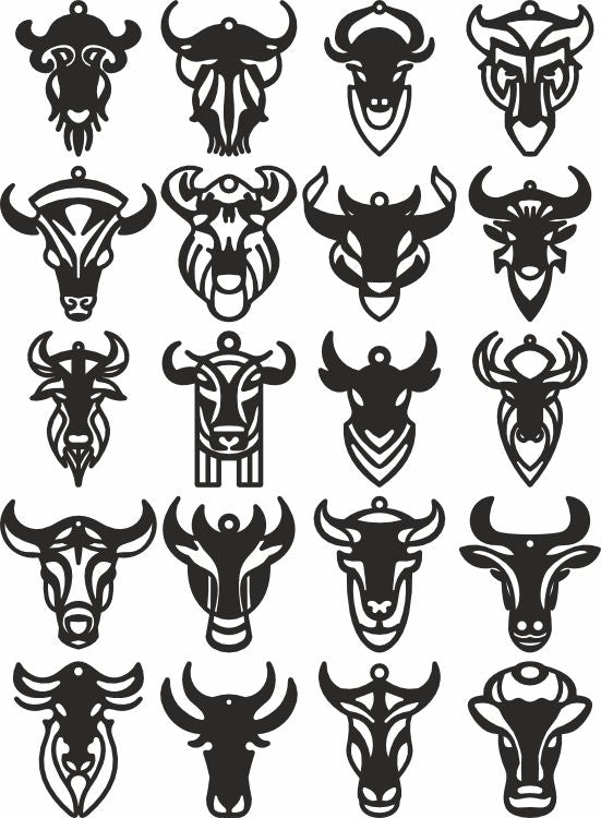 Bull earrings vector svg files