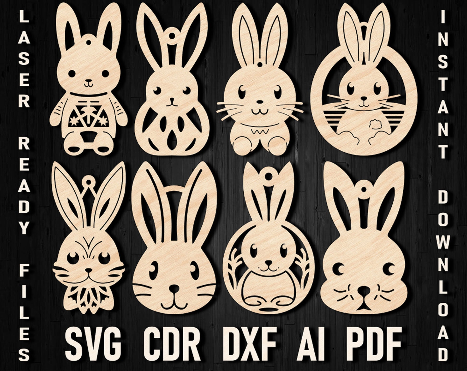 Bunny laser cut christmas svg ornaments