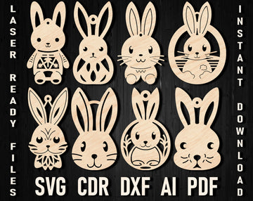 Bunny laser cut christmas svg ornaments