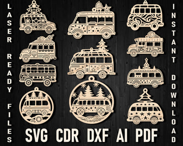 Bus svg christmas laser cut files