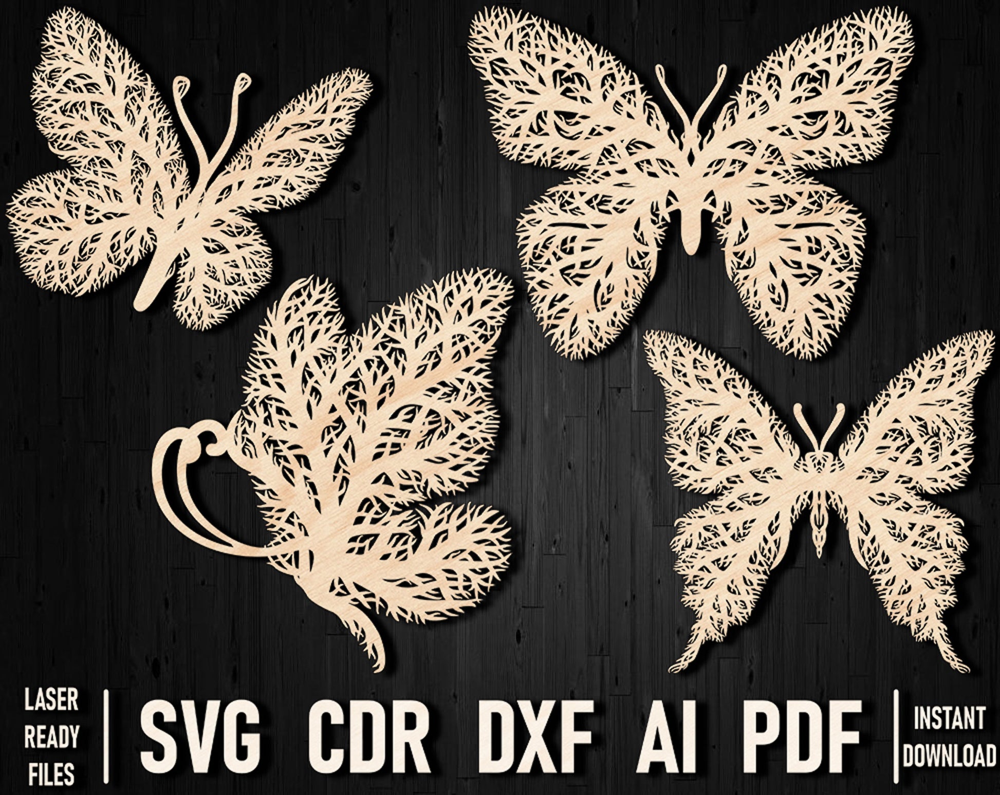 Butterfly wooden cutout panels
