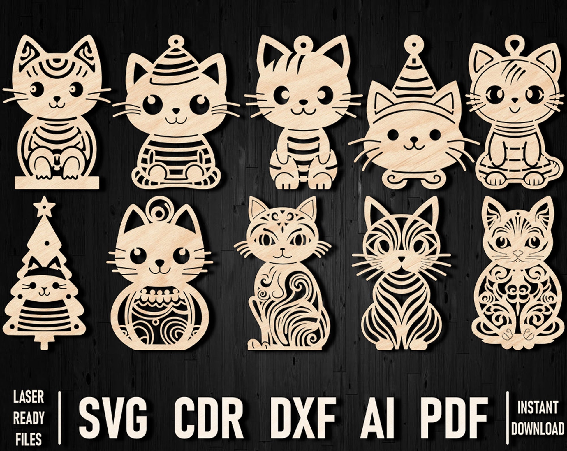 Cat laser cut christmas design