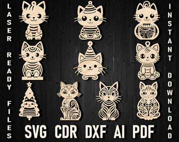 Cats laser cut christmas files