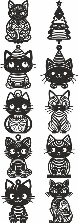 Cats vector christmas ornaments