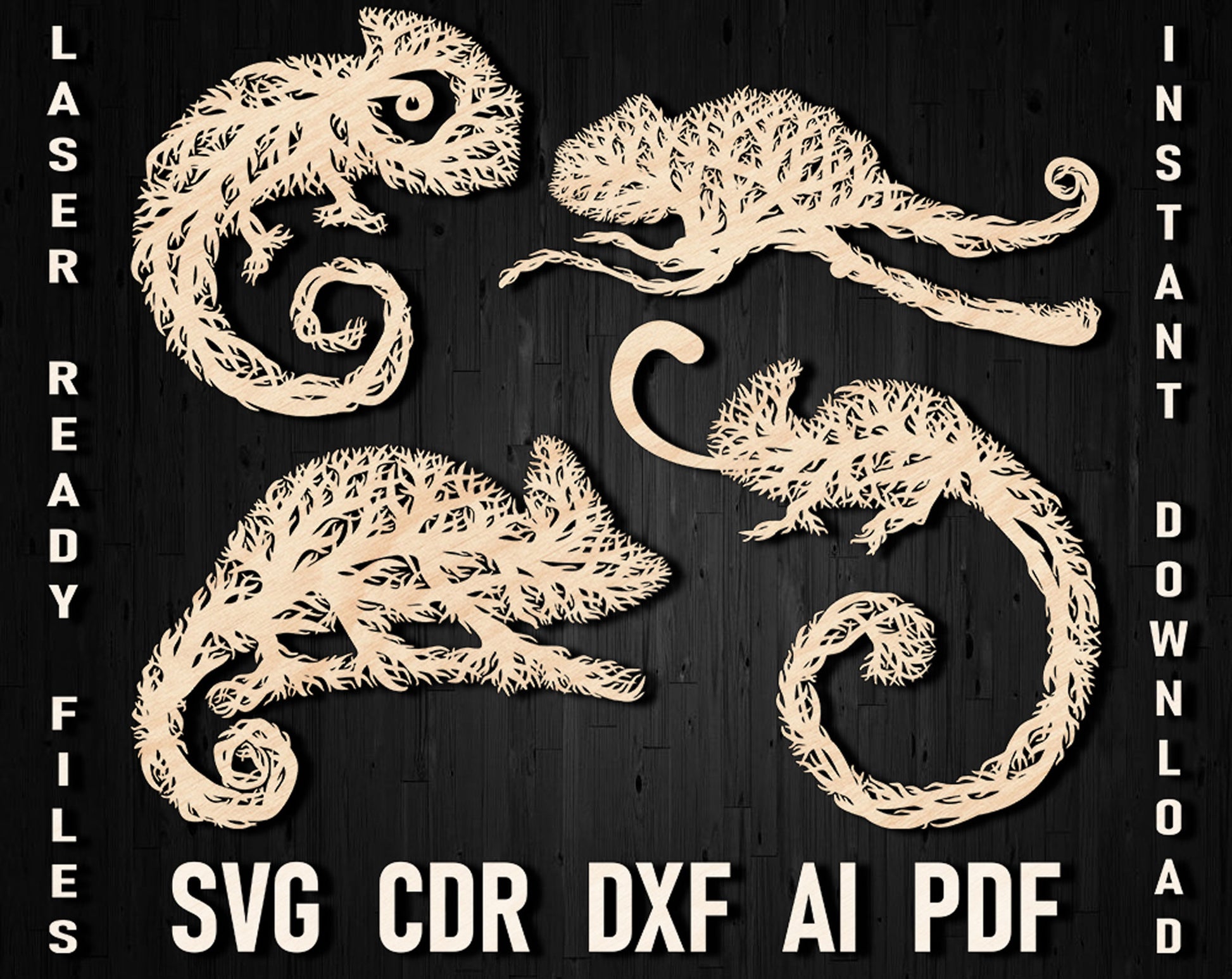Chameleon tree laser cut vector design