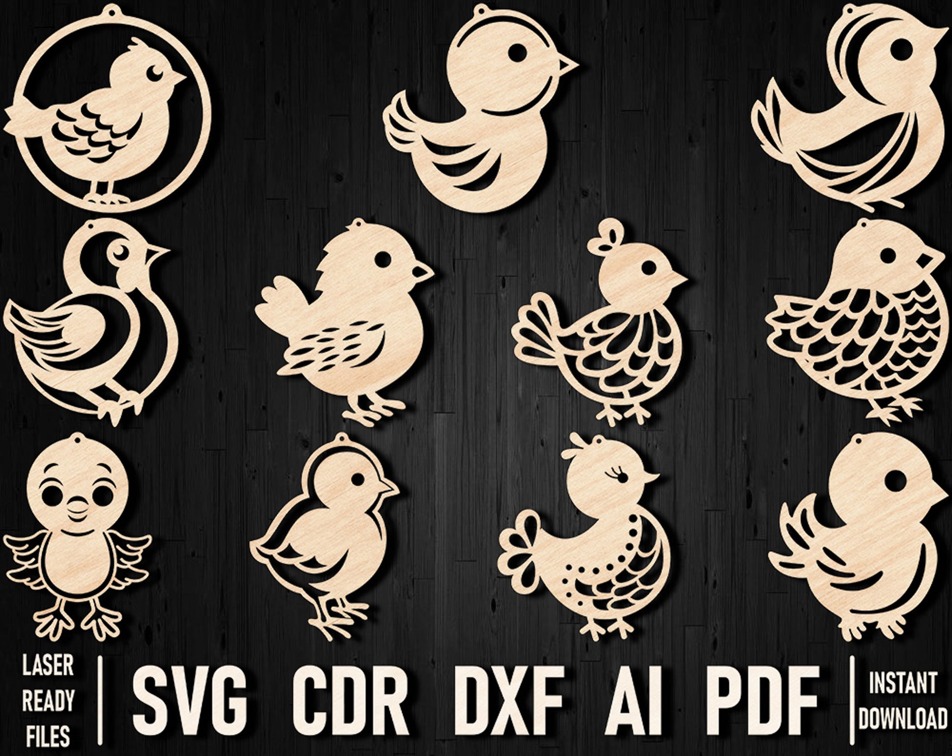 Chick vector laser cut design svg