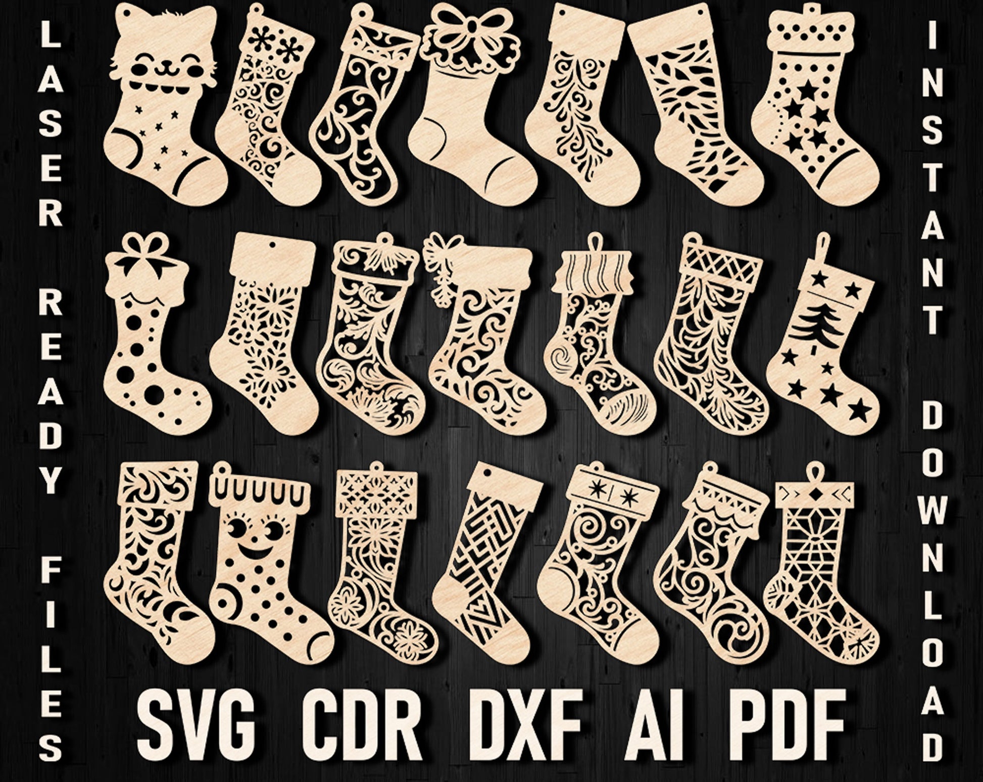 Christmas Stocking svg laser cutting files