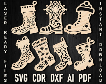 Christmas boot laser cut template
