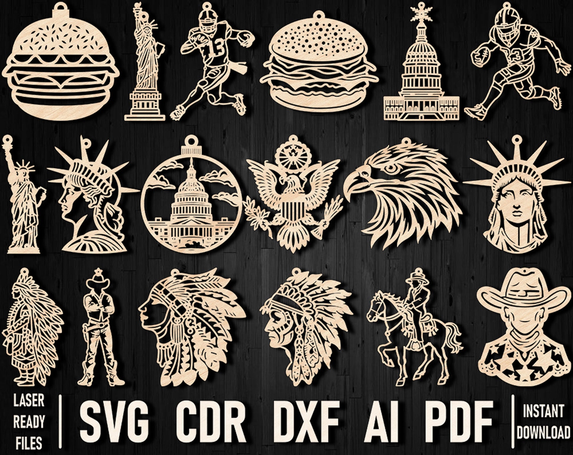 Christmas laser cut USA files
