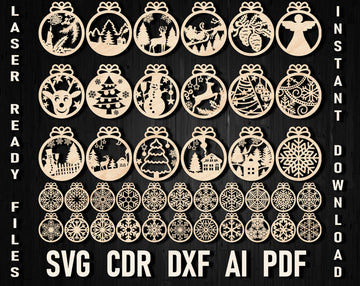 Christmas laser cutting ornament bundle