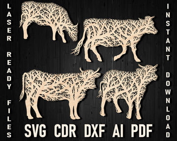 Cow farm wall decor panel svg