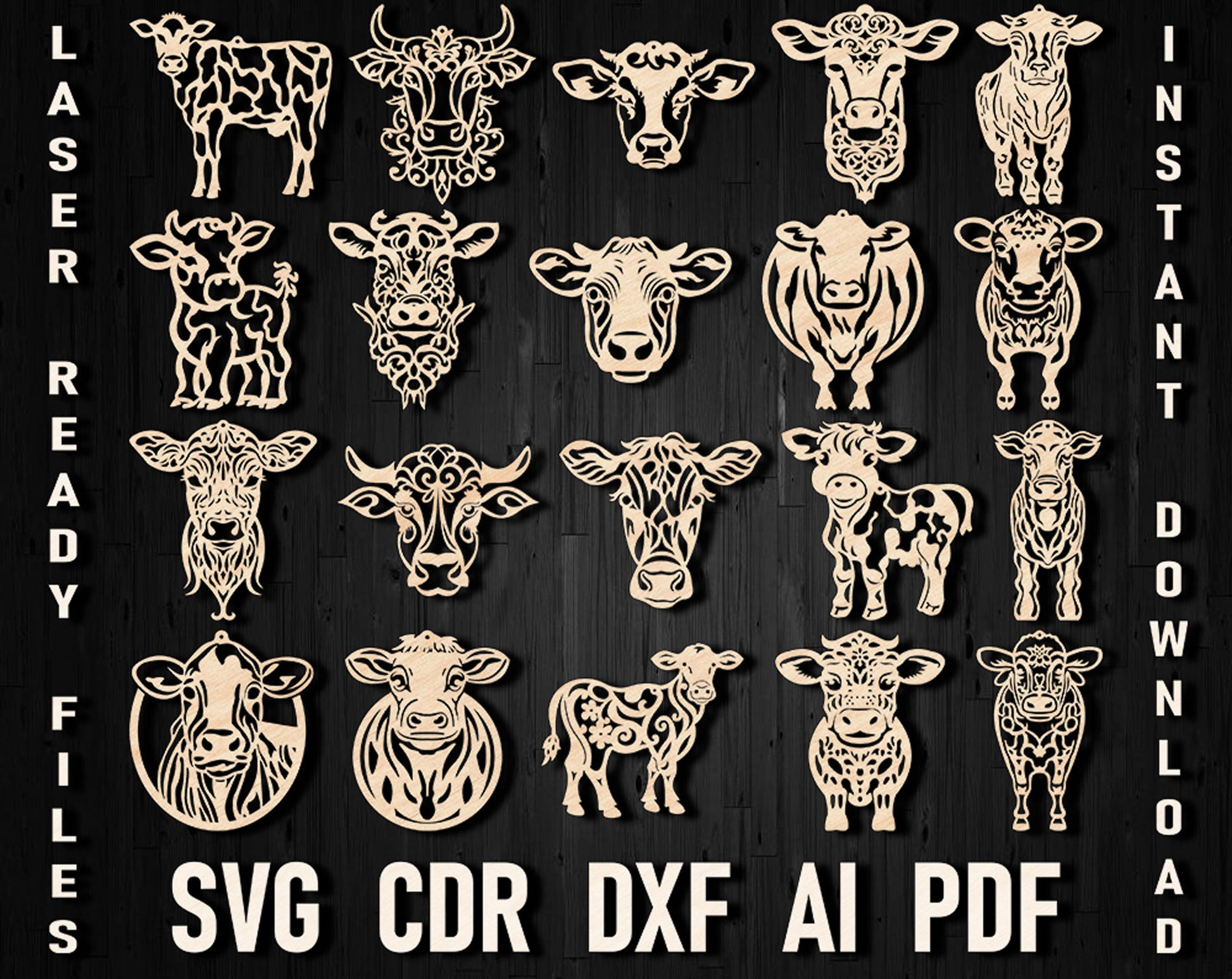 Cow svg laser cut files