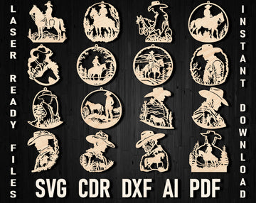 Cowboy christmas laser cut template