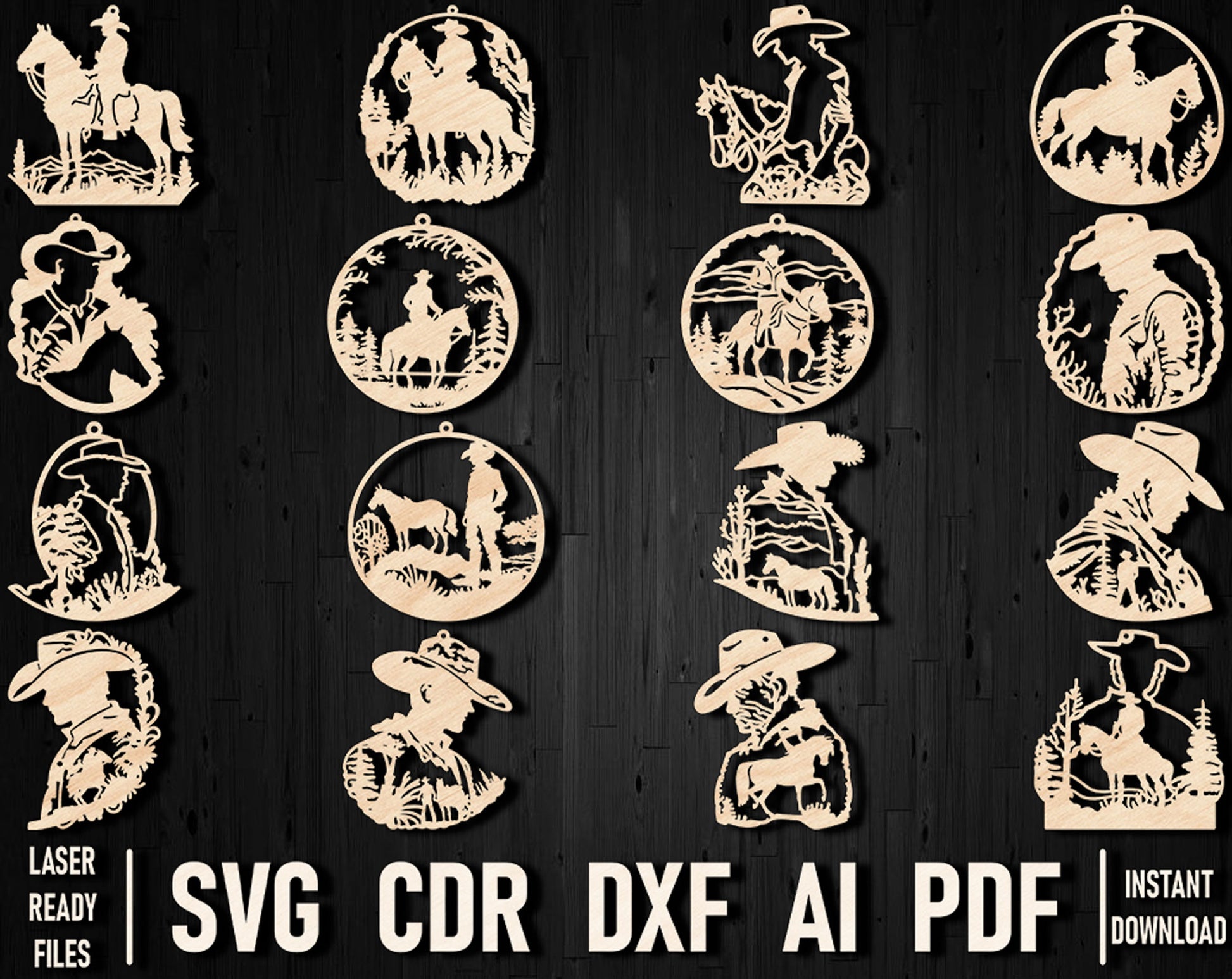 Cowboy svg christmas ornament