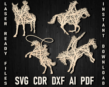 Cowboy tree laser cut wall decor
