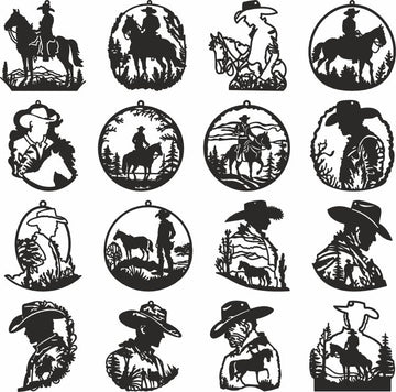 Cowboy vector dxf laser cut template