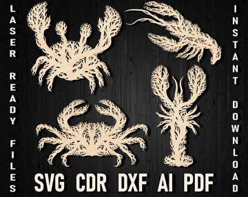Crabs laser cut tree vector panel