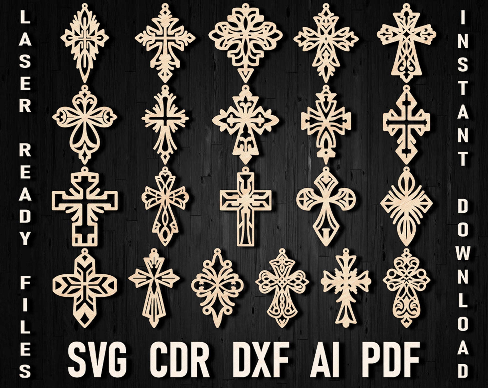 Cross laser earrings design bundle