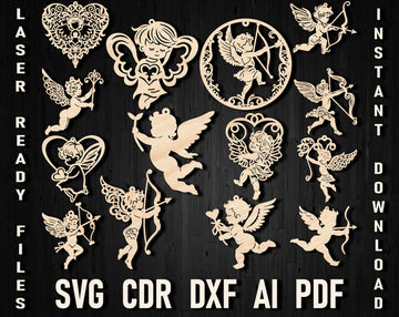 Cupid Christmas laser cut