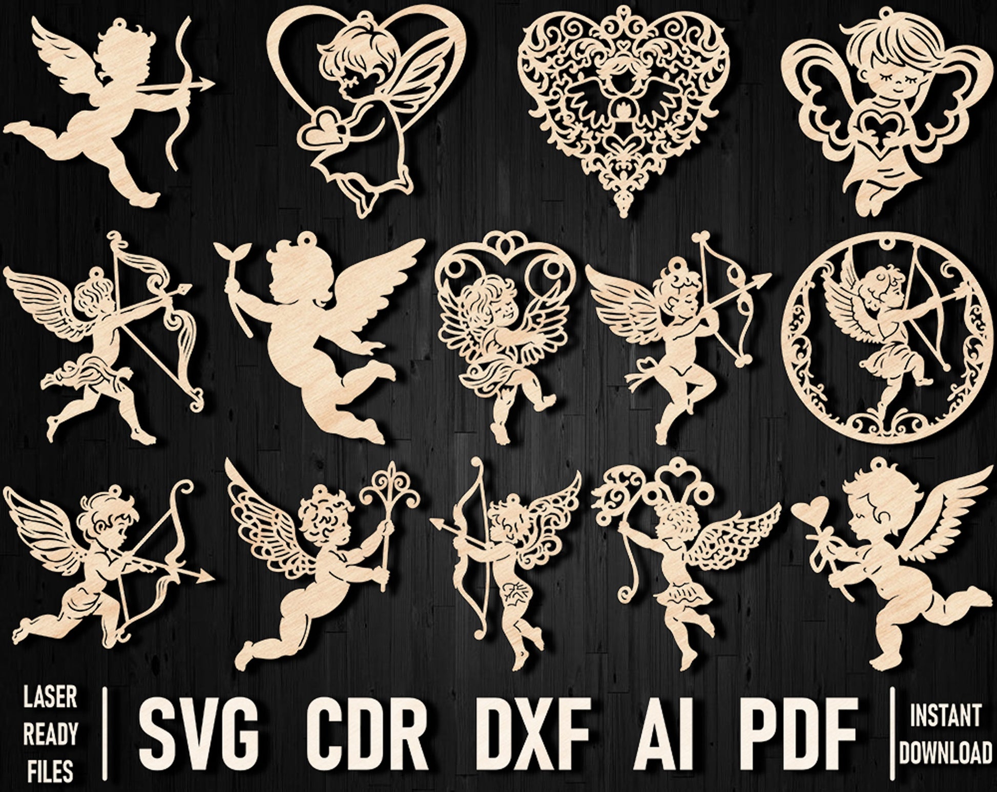 Cupid Laser cut christmas design bundle