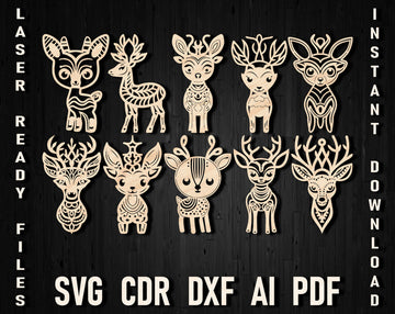 Deer christmas laser cut svg files