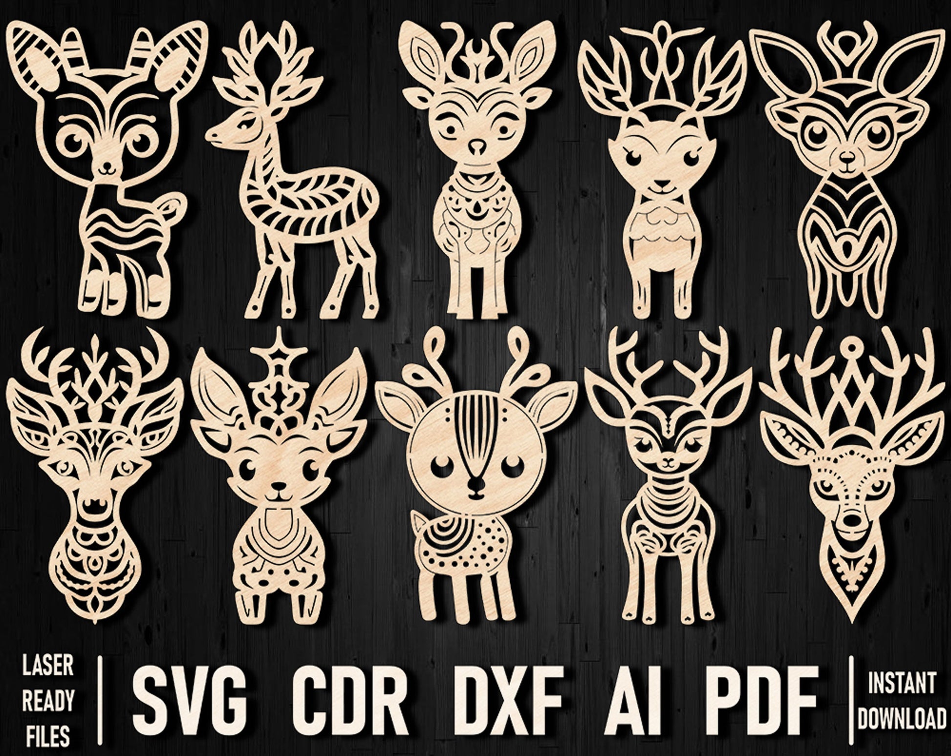 Deer christmas vector svg bundle