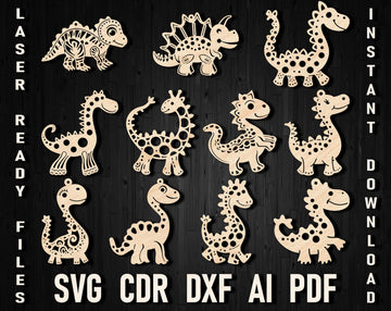Dinosaur laser cut svg bundle