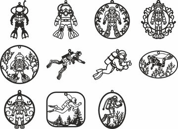 Diving christmas vector svg files