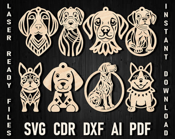 Dogs christmas laser cut svg files