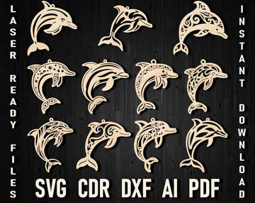 Dolphin laser cut christmas svg bundle