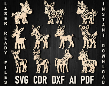 Donkey christmas laser cut svg bundle