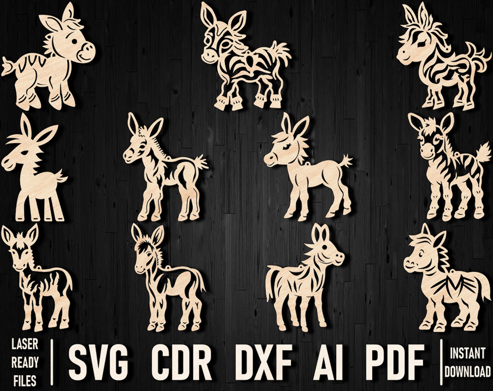 Donkey wooden laser cut design