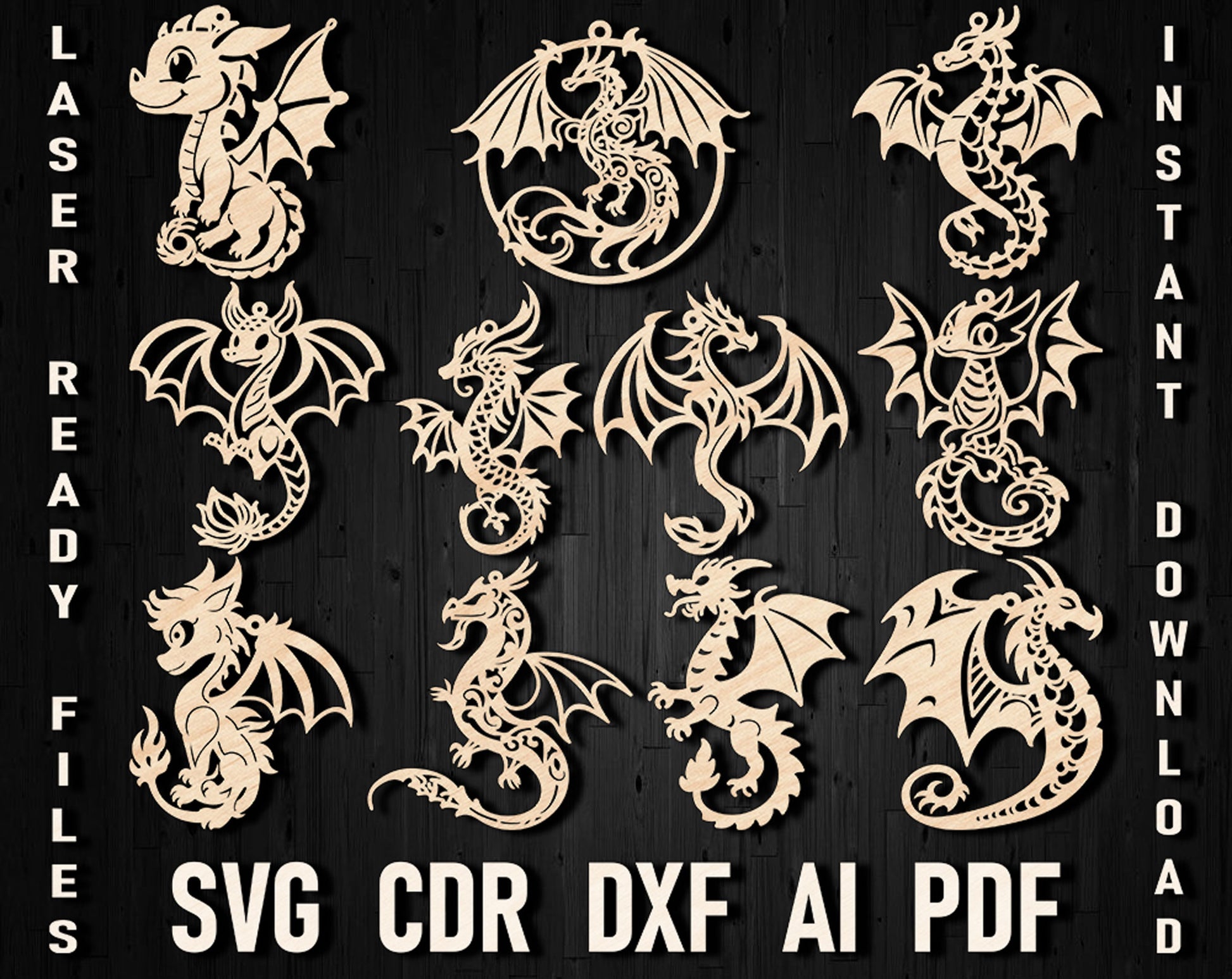Dragon Christmas svg laser cut files