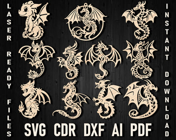 Dragon Christmas svg laser cut files