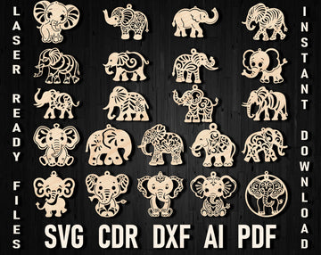 Elephant christmas laser cutting svg files
