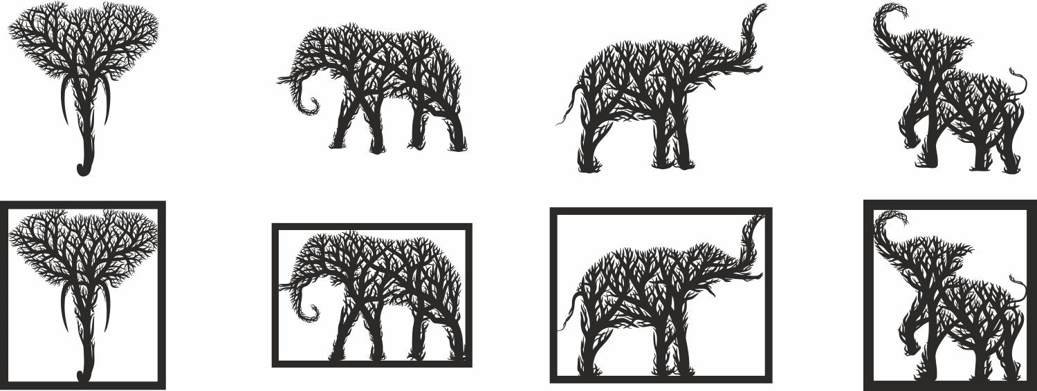 Elephant wall art laser cut files